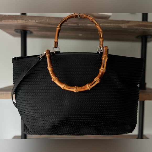 GUCCI Bamboo Black Tom Ford Tote Silver Hardware - Picture 5 of 8